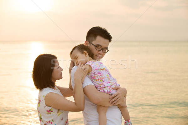 Stock foto: Asian · Familie · Urlaub · Strand · Porträt · jungen