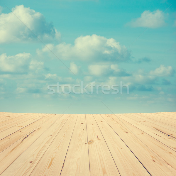 [[stock_photo]]: Nuage · vue · élevé · bois · plate-forme · air