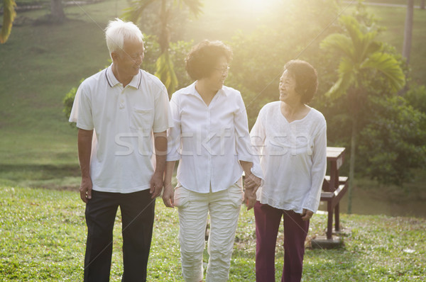 Group of Asian seniors walking at park Stock photo © szefei