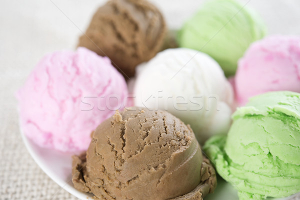Közelkép csoport fagylalt gyümölcs csokoládé jég Stock fotó © szefei