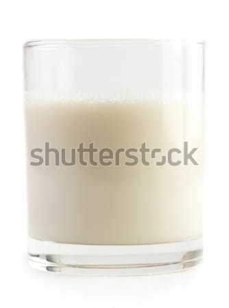 Cam soya sütü beyaz arka plan içmek kahvaltı Stok fotoğraf © szefei
