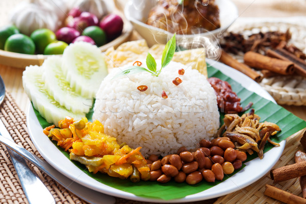 Nasi lemak malaysian dish Stock photo © szefei