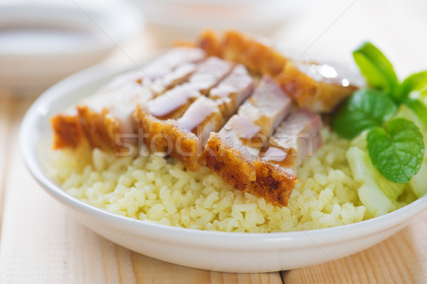 Chinesisch knusprig Bauch Schweinefleisch Reis Stock foto © szefei