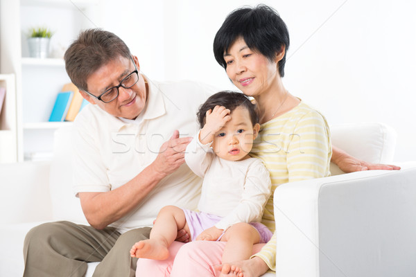 Asian family portrait indoor Stock photo © szefei
