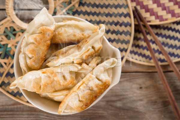 Top view Asian food fried dumplings Stock photo © szefei