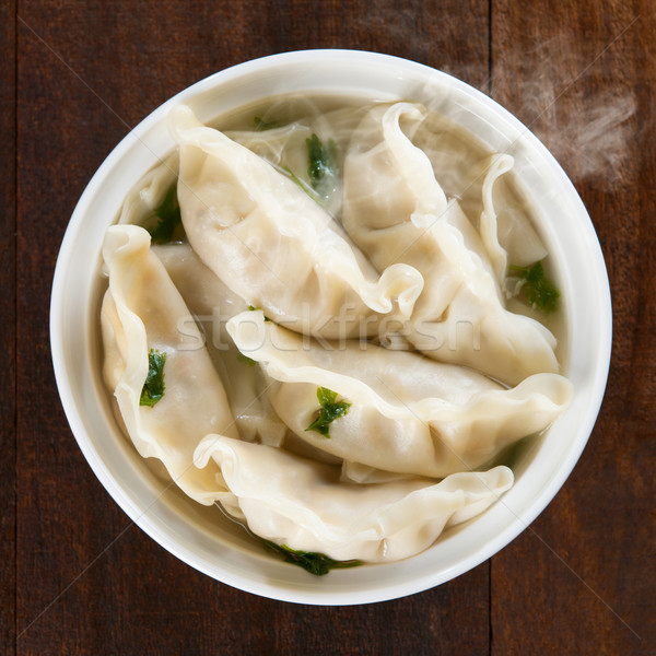 Top view Asian dish dumplings soup  Stock photo © szefei