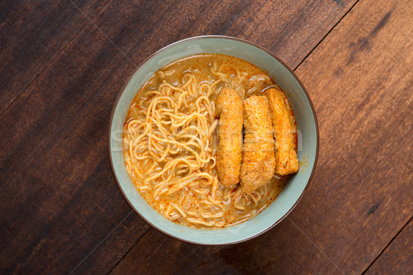 Top view Curry Laksa Noodles cuisine Stock photo © szefei