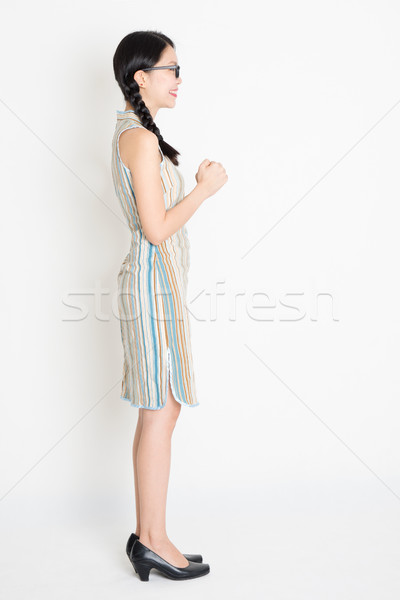 Asian girl greeting Stock photo © szefei