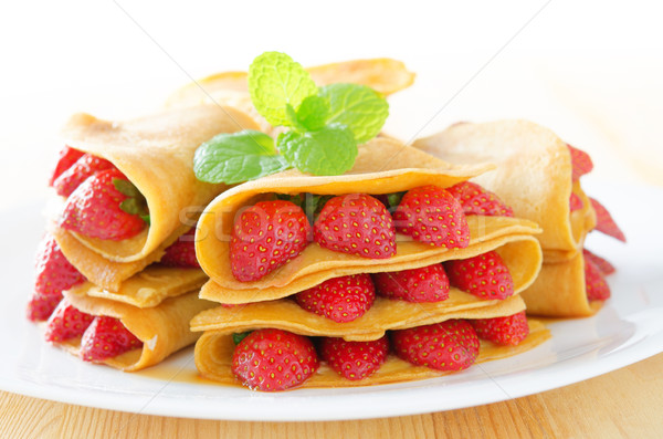 Stock photo: Strawberry crepe 