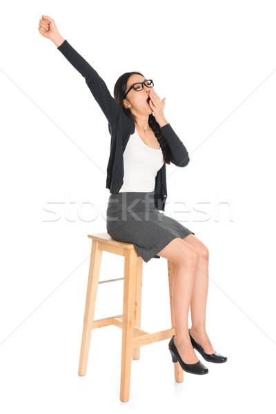 Asian femme d'affaires assis président [[stock_photo]] © szefei