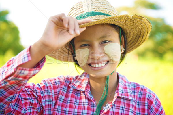 Young Burmese farmer Stock photo © szefei