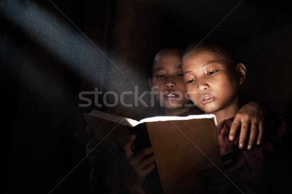 Little monks reading book  Stock photo © szefei