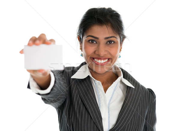 [[stock_photo]]: Indian · femme · d'affaires · carte · de · visite · marketing · asian · femme · souriante