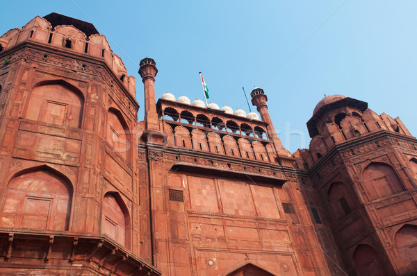 Stok fotoğraf: Kırmızı · kale · görmek · Delhi · Hindistan · inşaat