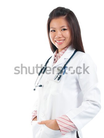 Mosolyog délkelet ázsiai orvostanhallgató áll fehér Stock fotó © szefei