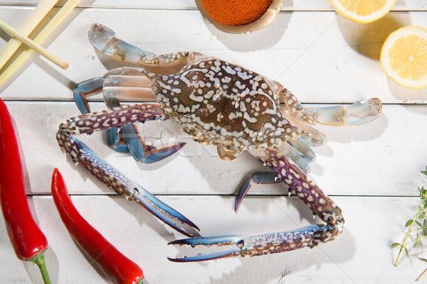 Raw blue crab Stock photo © szefei