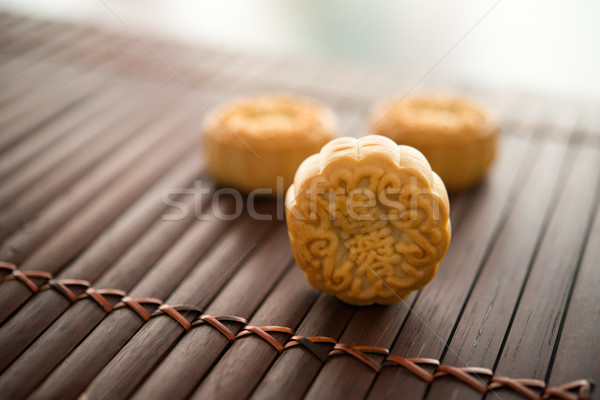 Mooncakes on bamboo mat dark light  Stock photo © szefei