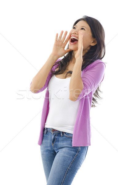 Stock photo: Woman shouting / screaming