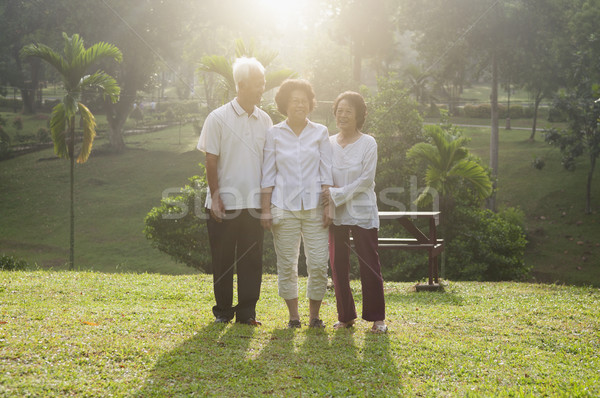 Group of Asian seniors walking at outdoor Stock photo © szefei