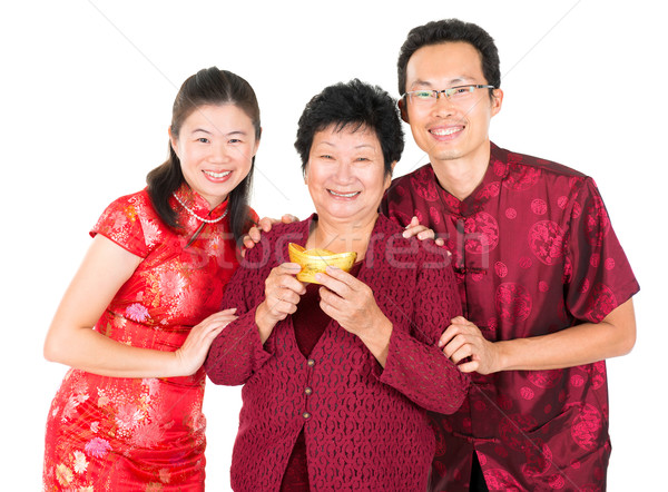 Asian Chinese family greeting Stock photo © szefei