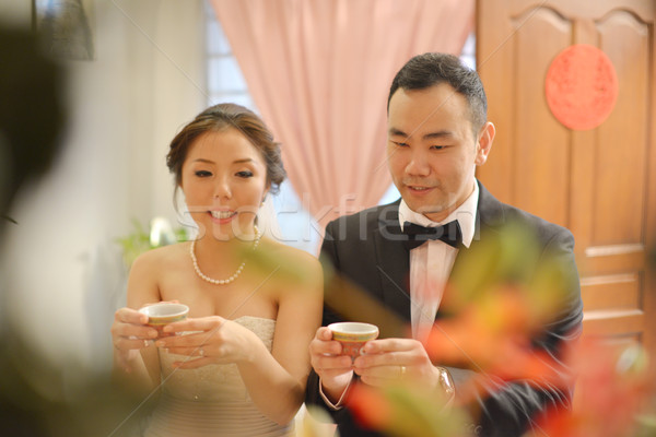 Chińczyk ślub herbaty ceremonia tradycyjny oblubienicy Zdjęcia stock © szefei