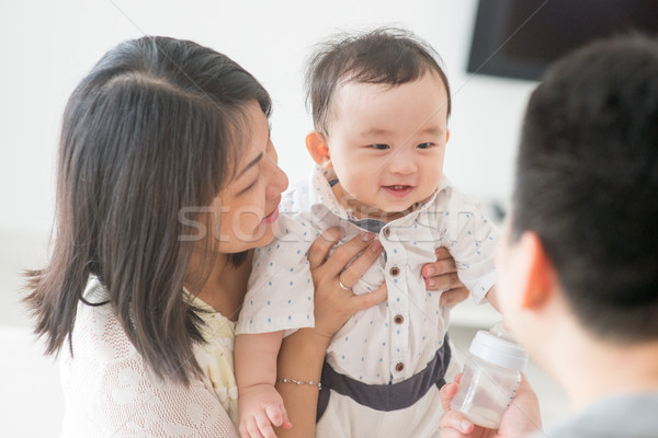 Stockfoto: Familie · bonding · tijd · daddy · tonen · melk