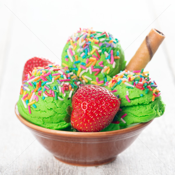 Matcha ice cream in bowl  Stock photo © szefei