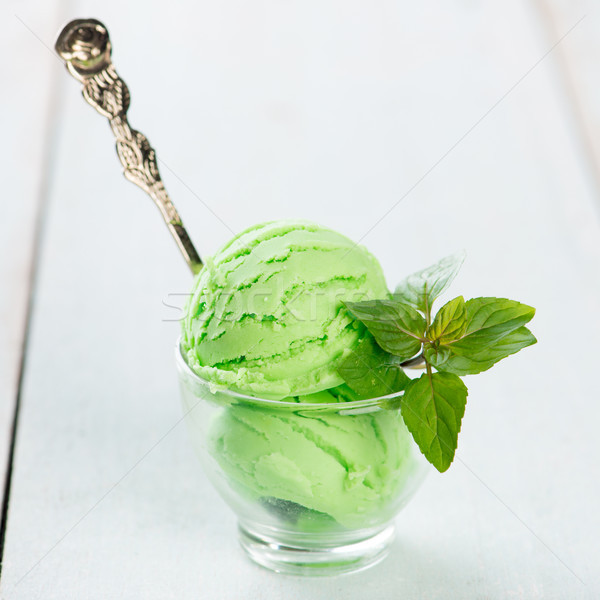 Close up pistachio ice cream Stock photo © szefei