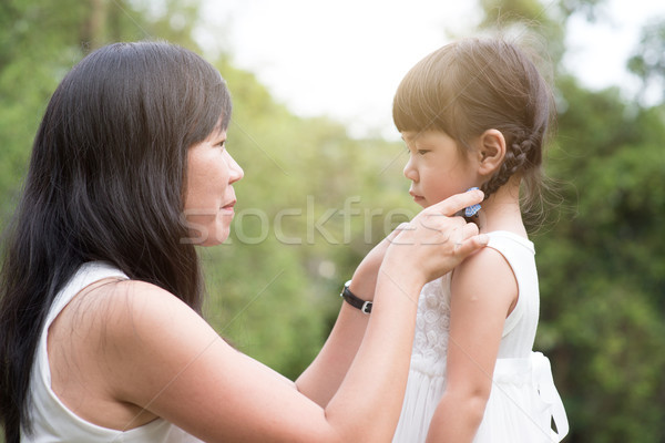 Stock foto: Asian · Mutter · Tochter · Familie · Freien · Porträt