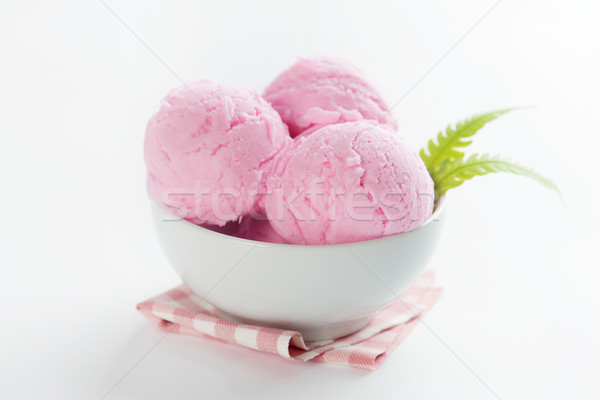 Pink ice cream in bowl Stock photo © szefei