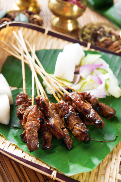 Délkelet-Ázsia étel marhahús pörkölt hús nyárs Stock fotó © szefei