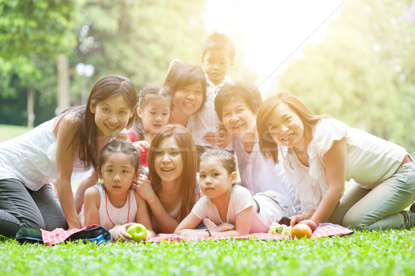 Stock foto: Asian · Generationen · Familienbild · glücklich · Großeltern · Eltern