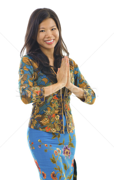 Asian vrouw gebaren zuidelijk thai traditioneel Stockfoto © szefei