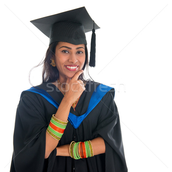 Indio posgrado adulto estudiante pensando feliz Foto stock © szefei