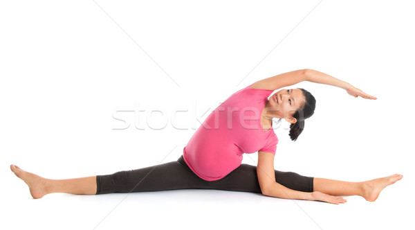 Foto stock: Mulher · grávida · gravidez · ioga · classe