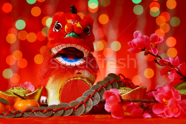 Chinese New Year elements in red background Stock photo © szefei