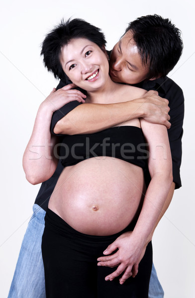 Zdjęcia stock: Namiętny · para · asian · mąż · całując · ciąży