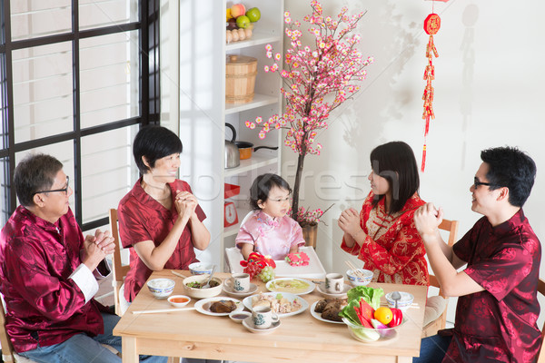 Китайский Новый год Реюньон обеда фестиваля счастливым азиатских Сток-фото © szefei