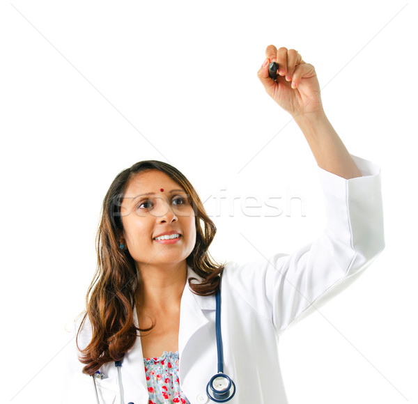 Asian indian kobiet lekarza rysunek biały Zdjęcia stock © szefei