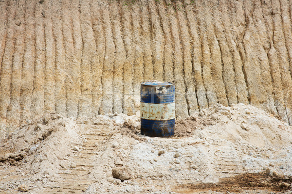 Barrel on the sand mines Stock photo © szefei