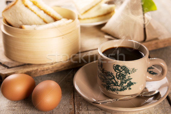 Traditional Malaysian Nanyang coffee and breakfast Stock photo © szefei