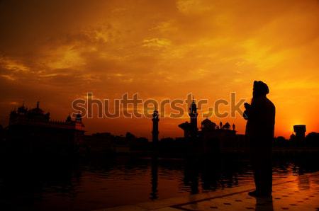 Sikh prayer at golden temple, Amritsar Stock photo © szefei