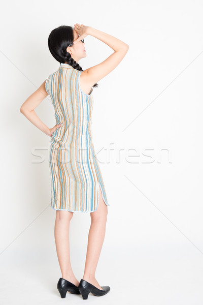 Asian girl hand shielding Stock photo © szefei