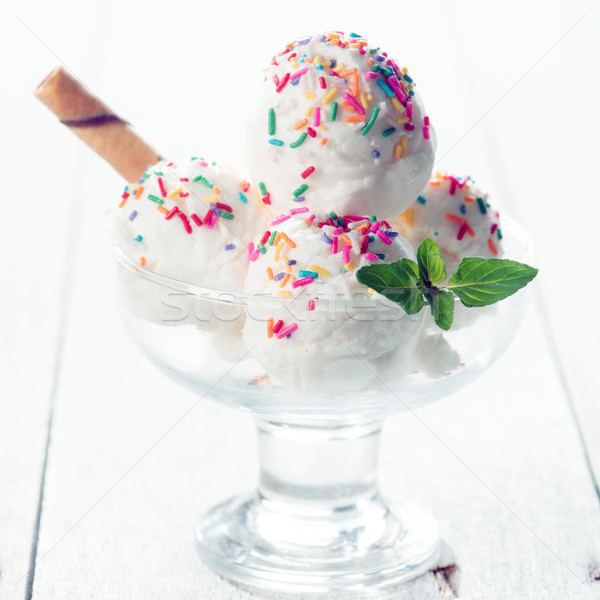 Milk ice cream wafer cup Stock photo © szefei