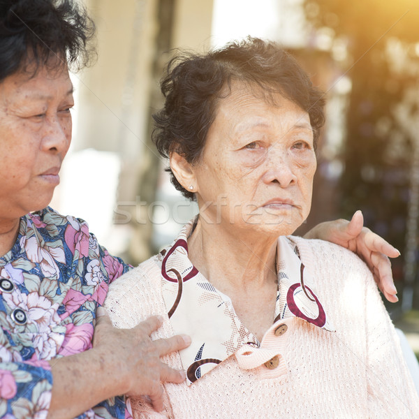 Asian elderly women chatting outdoor Stock photo © szefei