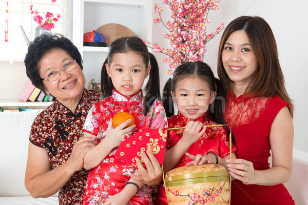 Beautiful multi generations Asian family Stock photo © szefei