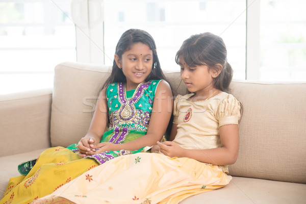 Indian children bonding at home Stock photo © szefei