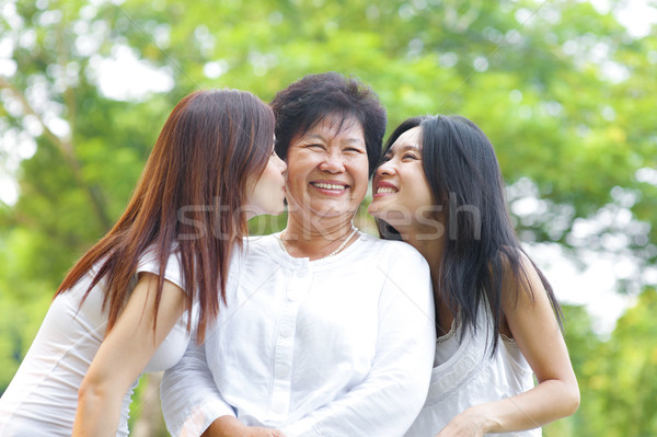 Kissing senior mother Stock photo © szefei