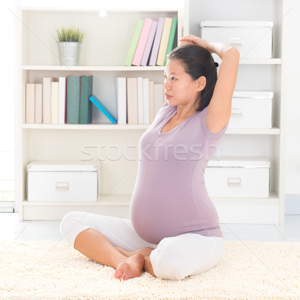 Stock foto: Entspannung · Yoga · home · Schwangerschaft · Meditation