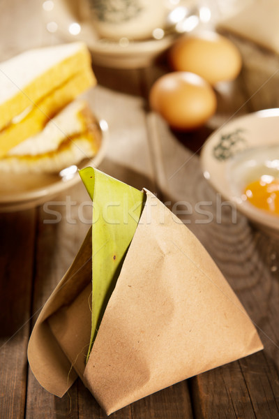 Traditional Malaysian breakfast nasi lemak Stock photo © szefei